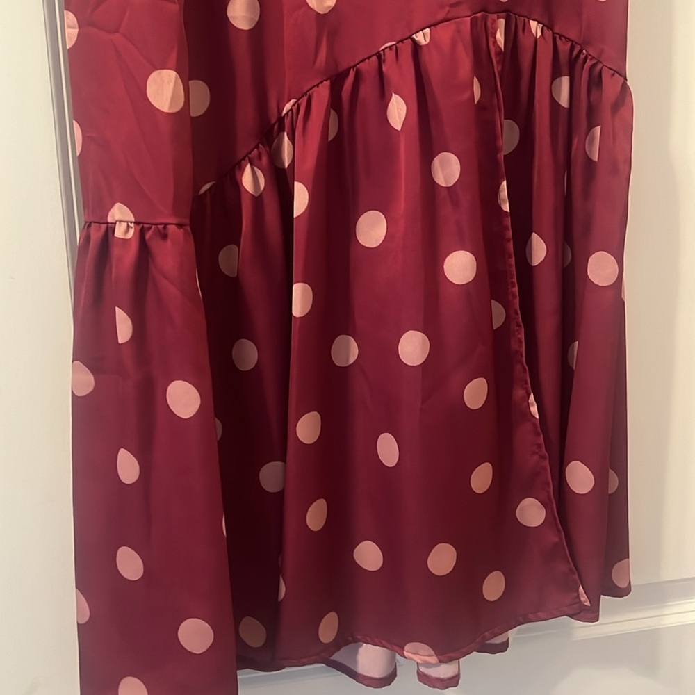 Polka Dot Midi Ruffle Skirt - Raspberry Pink - Picture 5 of 7